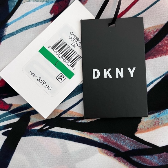 NWT DKNY Sleeveless abstract print top Sz L - Picture 2 of 4